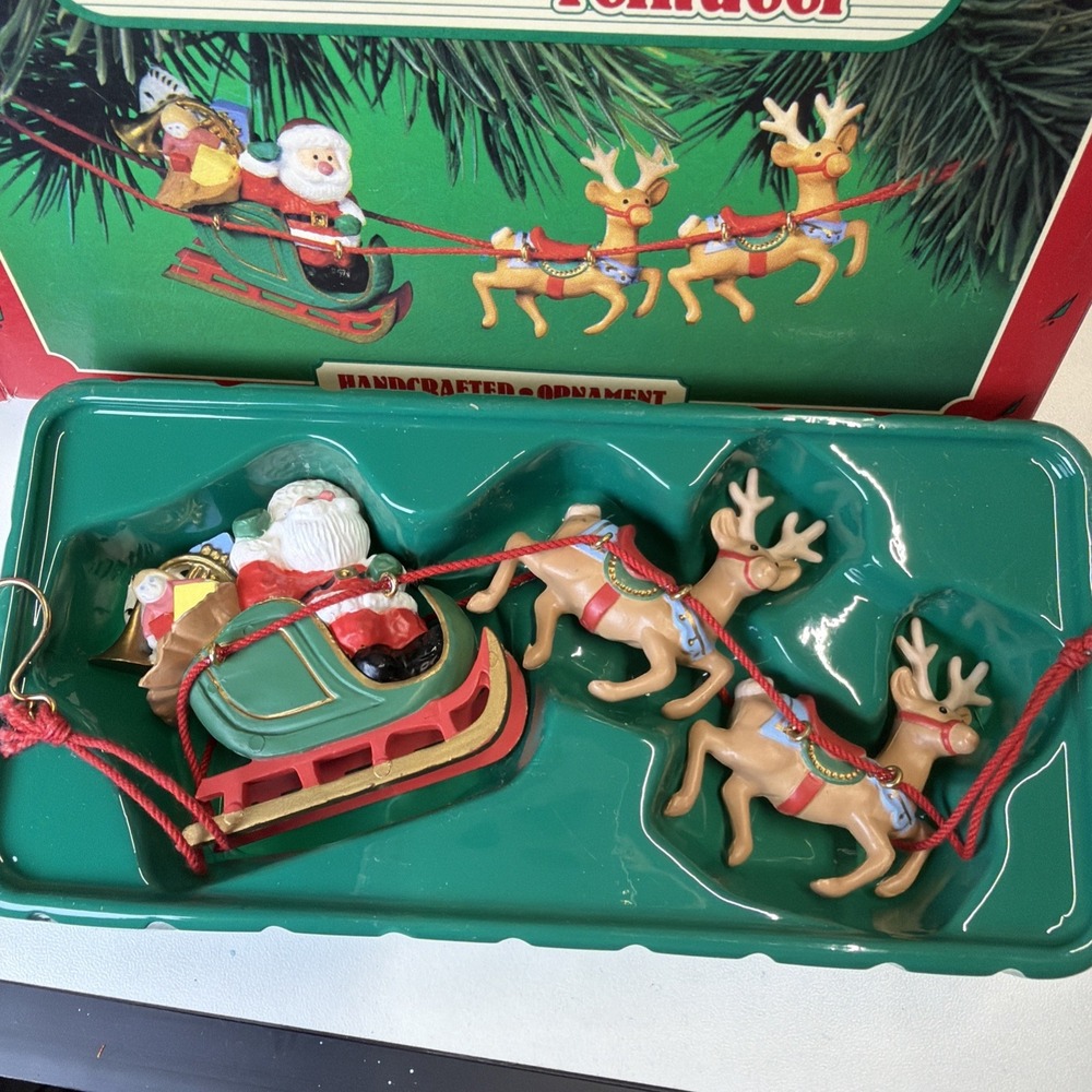 Hallmark Keepsake Ornament Santa And His Reindeer Handcrafted Ornament 1986